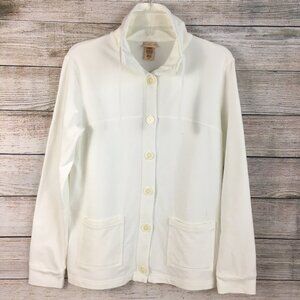 Covington Button Front Soft Cotton Blend Sweatshirt Jacket